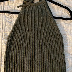 Green knit halter crop